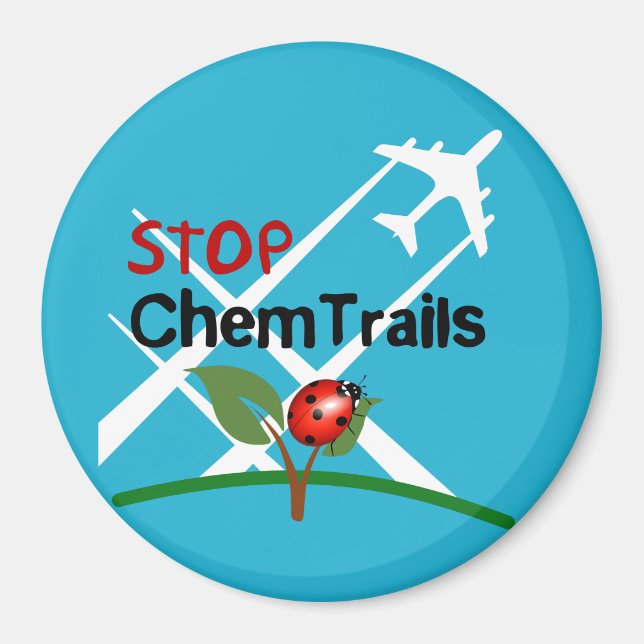 Stop Sign Plane Aerosol Trails LadyBug Magnet (Front)