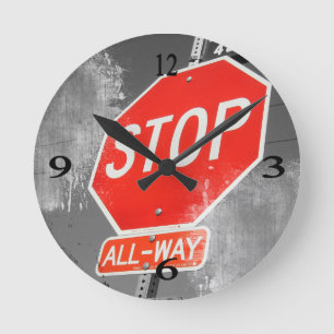 Stop Sign Round Clock