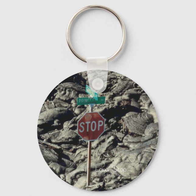 Stop Sign Stuck in Lava Photo Keychain (Front)