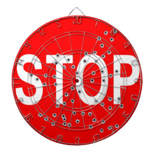 Stop sign with bullet holes dartboard