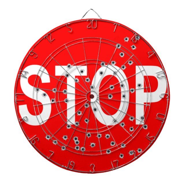 Stop sign  with bullet holes dartboard (Front)