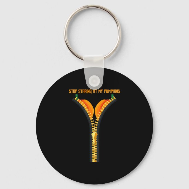 Stop staring at my halloween pumpkin  keychain (Front)
