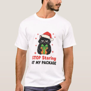 Stop Staring at My Package Funny Christmas Cat Men T-Shirt