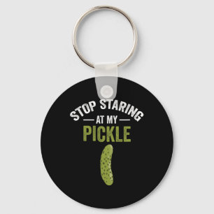 Stop Staring At My Pickle Halloween Pickle Costume Keychain