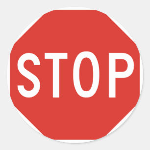 Stop Street Road Sign Symbol Caution Traffic Classic Round Sticker