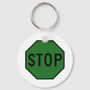 Stop Street Road Sign Symbol Caution Traffic Keychain