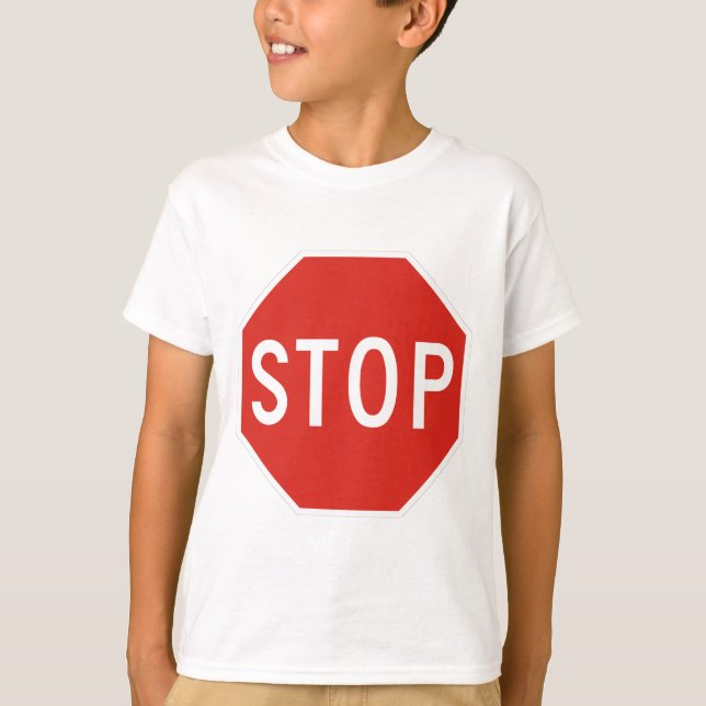 Stop Street Road Sign Symbol Caution Traffic T-Shirt (Front)