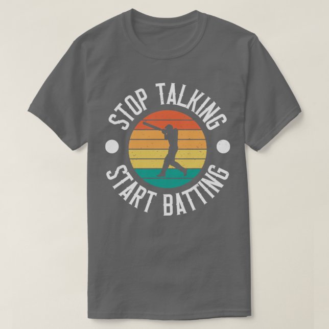 Stop Talking Vintage Cricket Player T-Shirt (Design Front)