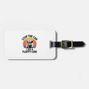 Stop The Car I See Fluffy Cow Retro Highland Cow L Luggage Tag