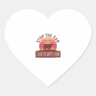 Stop The Car I See Fluffy Cow Retro Highland Lover Heart Sticker