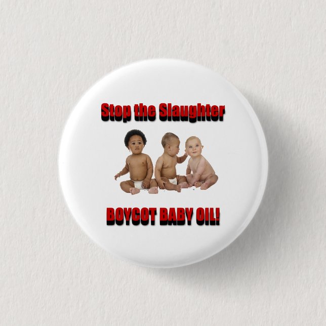 stop the slaughter 1 inch round button (Front)