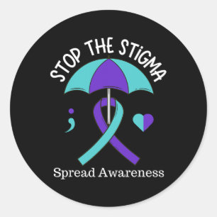 Stop The Stigma Spread Suicide Awareness Month Sem Classic Round Sticker