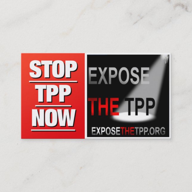 STOP THE TPP business cards (Front)