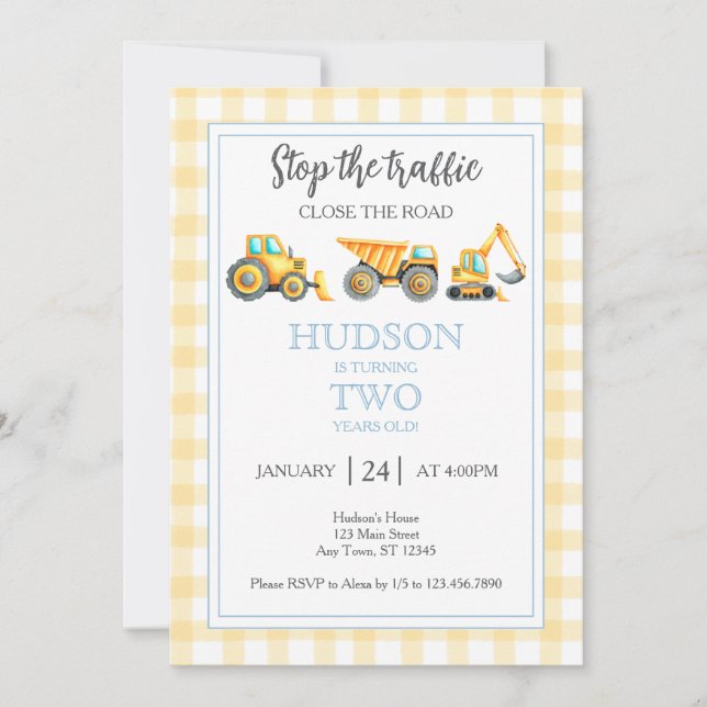 Stop the Traffic Construction Party Invitation (Devant)