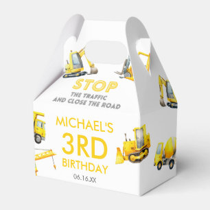 Stop The Traffic Construction Trucks Birthday Favor Box