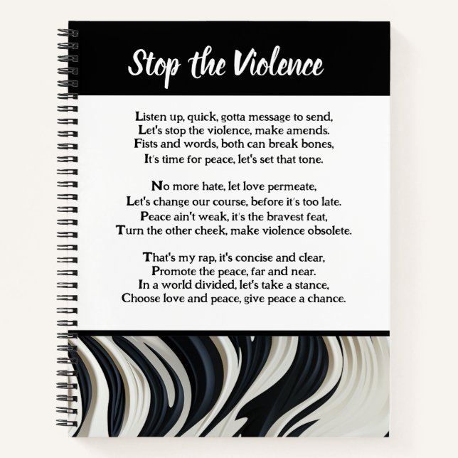 Stop the Violence Poem Notebook (Front)
