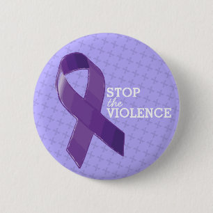 Stop the Violence with Purple Ribbon 2 Inch Round Button