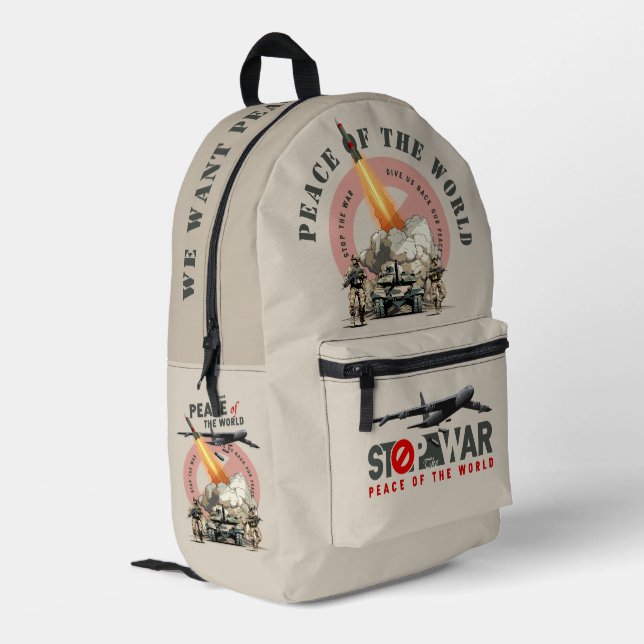 Stop The War (Light mode) |  Printed Backpack (Back Corner Left)