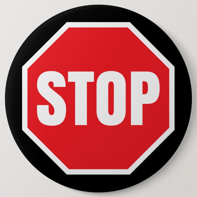 stop traffic sign 6 inch round button (Front)