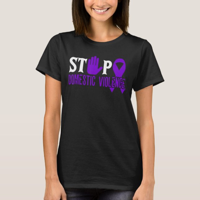 Stop violence Domestic violence Awareness purple r T-Shirt (Front)