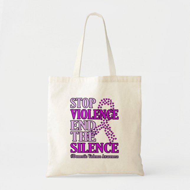 Stop Violence Support Domestic Violence Awareness Tote Bag (Front)