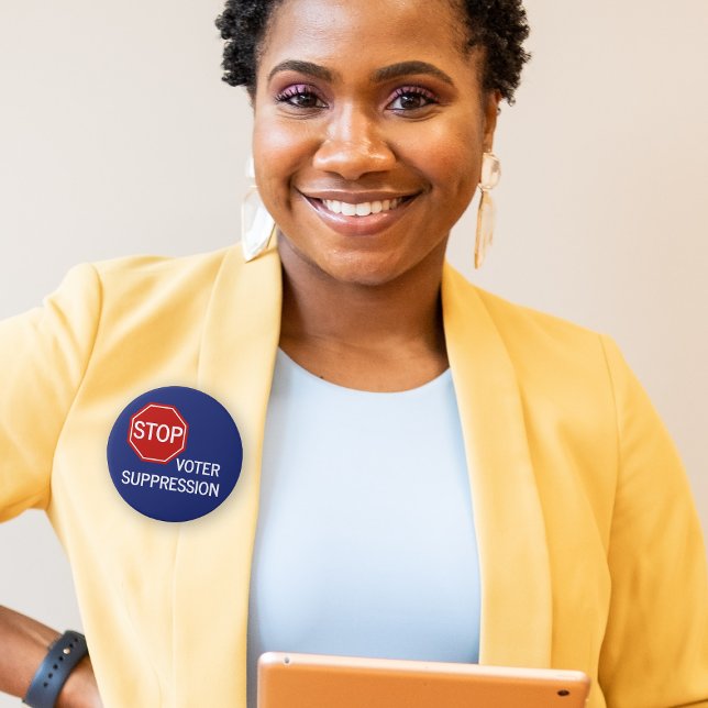 Stop Voter Suppression 3 Inch Round Button (Creator Uploaded)