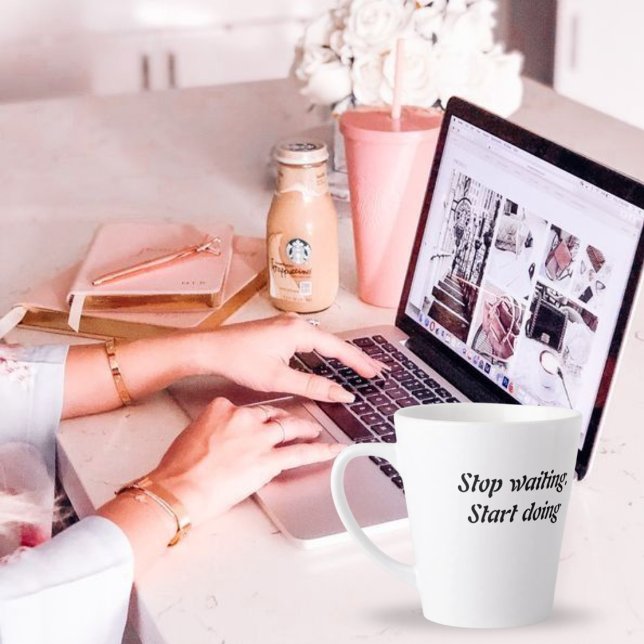 Stop Waiting Start Doing – Bold Motivational Quote Latte Mug (Creator Uploaded)