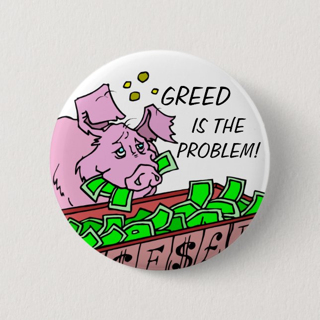 STOP WALL STREET GREED 2 INCH ROUND BUTTON (Front)