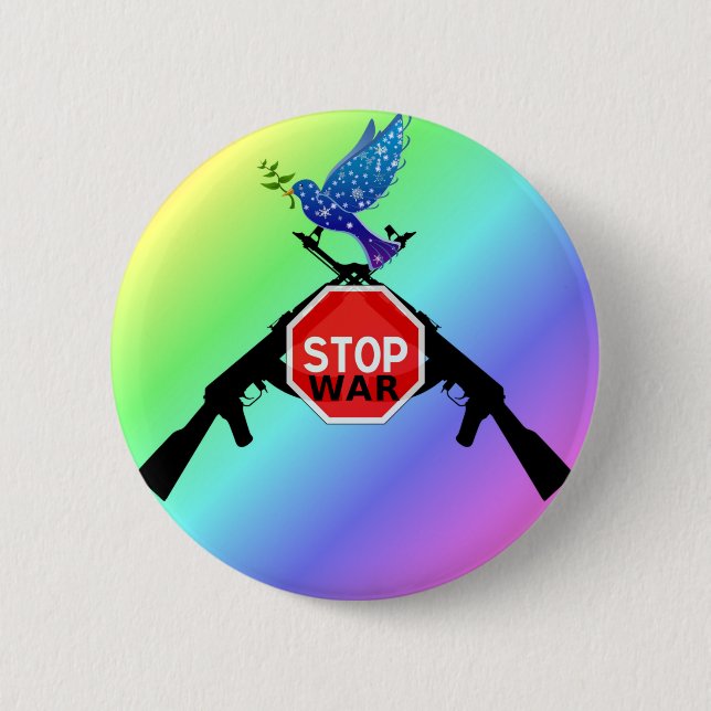 Stop war 2 inch round button (Front)