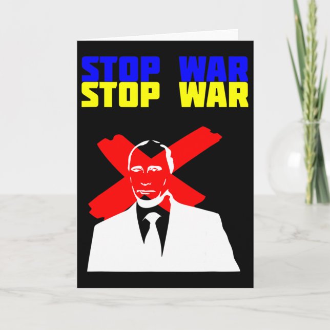 Stop War Anti Putin Face Ukrainian Flag  Card (Front)
