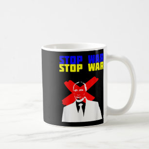Stop War Anti Putin Face Ukrainian Flag Coffee Mug