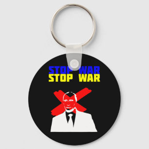 Stop War Anti Putin Face Ukrainian Flag  Keychain