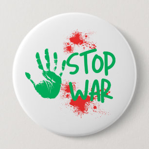 Stop War – Bold Handprint Anti-War Graphic Design 4 Inch Round Button