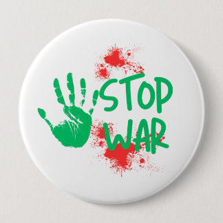 Stop War – Bold Handprint Anti-War Graphic Design 4 Inch Round Button