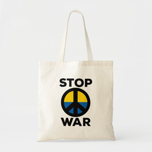 Stop War Flag of Ukraine Tote Bag (Front)
