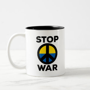 Stop War Flag of Ukraine Two-Tone Coffee Mug