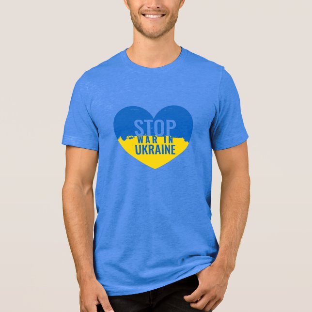 Stop War in Ukraine. I support Ukraine. Tri-Blend Shirt (Front)