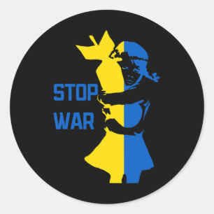 Stop War In Ukraine Stop Bombing Of Ukraine Kid By Classic Round Sticker