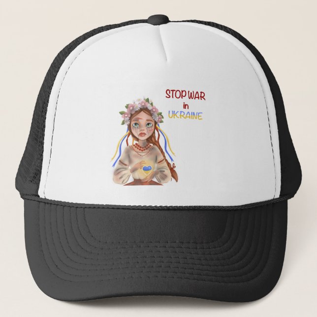 stop war in Ukraine Trucker Hat (Front)