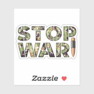 Stop War Message in Camouflage Text with Bullet