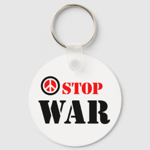Stop war slogan keychain