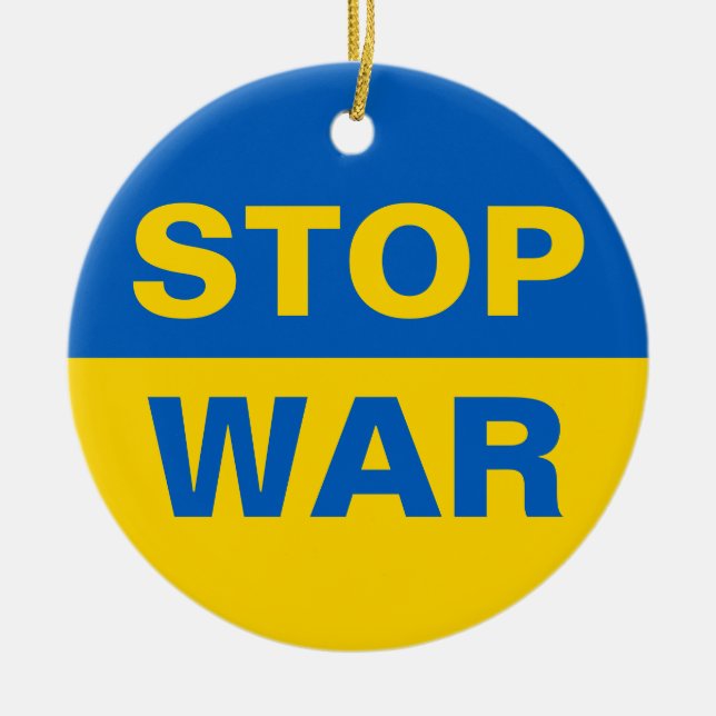 Stop War Ukraine Ukrainian Ceramic Ornament (Front)