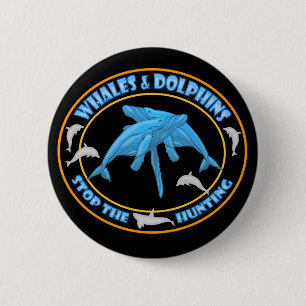 Stop Whale Hunting 2 Inch Round Button