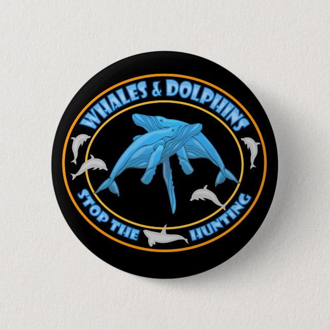 Stop Whale Hunting 2 Inch Round Button (Front)