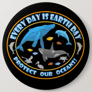 Stop Whale Hunting 6 Inch Round Button