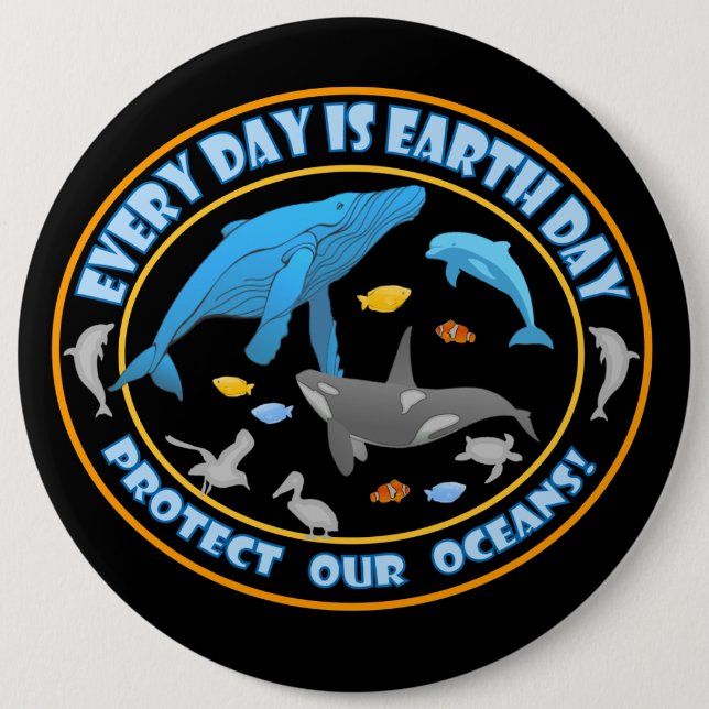 Stop Whale Hunting 6 Inch Round Button (Front)