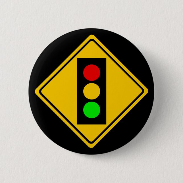 Stoplight Ahead 2 Inch Round Button (Front)