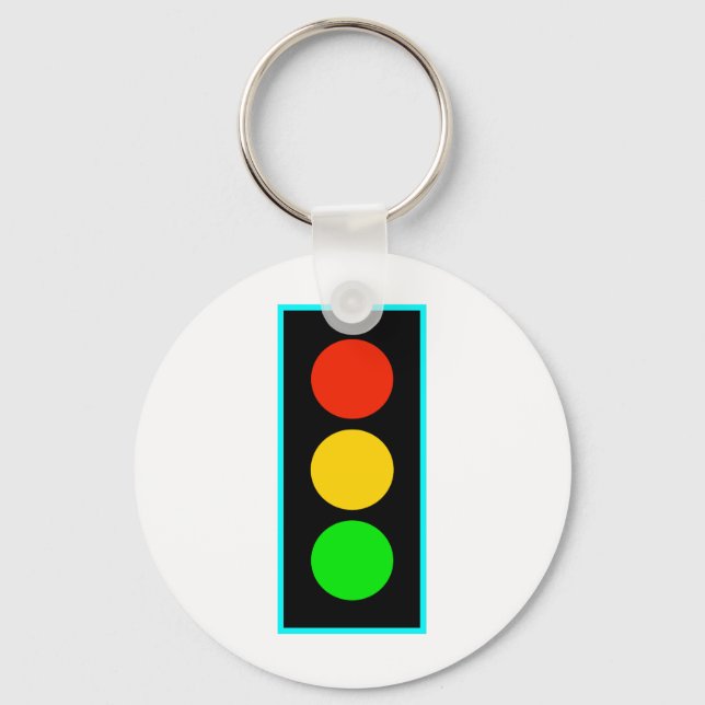 Stoplight with Light Blue Border Keychain (Front)