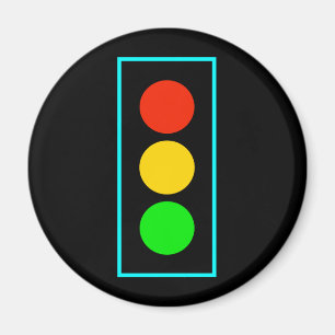 Stoplight with Light Blue Border Magnet