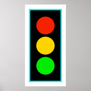 Stoplight with Light Blue Border Poster